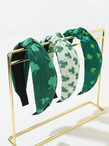1pc St. Patrick's Day Green Clover Knot HeadBand,Hair Band ,Hair Hoop Hairband - Multicolor - View 3