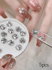 5件高品质美甲花子。手工成品,带水钻,热门网红,超闪水晶钻球,美甲装饰,美甲用品,美甲饰品,美甲宝石 - 銀色 - 查看 2