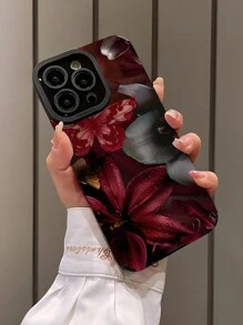 1 pieza Funda de teléfono con diseño de flor, patrón vintage de lirio blanco dual clásico con rayas verticales, de piel sintética suave y protectora contra caídas, compatible con Apple y otros modelos, resistente al agua, a los golpes y a los arañazos - Multicolor - Ver 3