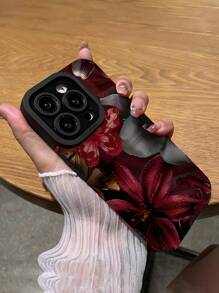 1 pieza Funda de teléfono con diseño de flor, patrón vintage de lirio blanco dual clásico con rayas verticales, de piel sintética suave y protectora contra caídas, compatible con Apple y otros modelos, resistente al agua, a los golpes y a los arañazos - Multicolor - Ver 5