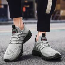 1 Pair Of Shoes Men's Sports Shoes Breathable Men's Casual Shoes Competition Shoes Fashionable Casual Shoes Men's Running Shoes - Grey - View 1