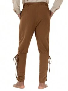 Men's Loose Pants, Medieval Costume Men's Pirate Pants, Renaissance Viking Pants With Pockets, Casual Trousers