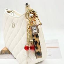 TTOBS 1pc Handmade Leopard Leather Car Key Chain With Unique Cherry Pendant - , Fashionable And Multifunctional Backpack Key Chain, Perfect Accessory For Backpacks. An Ideal Gift For St. Patrick's Day, Valentine's Day, Or For Your Beloved Lady. - Multicolor - View 11