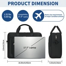 NEWHEY 男士15.6/17.3英寸笔记本电脑包，防水公文包/单肩斜挎包，带笔记本电脑保护套，适合旅行/商务出行 - 彩色 - 查看 7