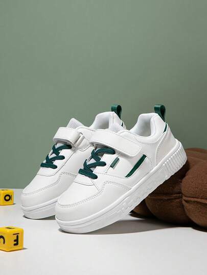 1 par de zapatos casuales deportivos planos con diseño de antideslizante, adecuados para todas las estaciones, unisex para niños