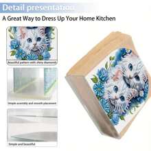 1pc Cute Dog & Cat Pattern DIY Diamond Painting Tissue Box Cover, Unique Crystal Rhinestone Design, Great For Home Decor, Desktop Accessory And Various Occasions