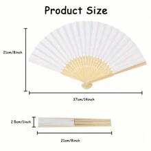 1pc/5pcs/10pcs/20pcs White Collapsible Paper Fans, Portable Folding Fans, For Birthday Party Decoration And Painting Gifts Graduation - White - View 7