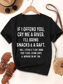Funny Lovers T-Shirt 'If I Offend You Cry Me A River I'll Bring Snacks' - Women's Tee Couple Shirts Cute Tops Sarcastic Apparel