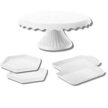 Party Kit 1 Cake Stand 19, 2 Mini Hexagonal, 2 Trays 20x13 - Blanco - Ver 1