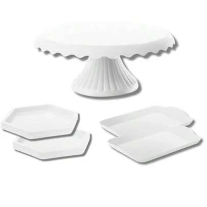 Kit Festa 1 Boleira Cake 19, 2 Mini Sextavada, 2 Bandeja 20x13