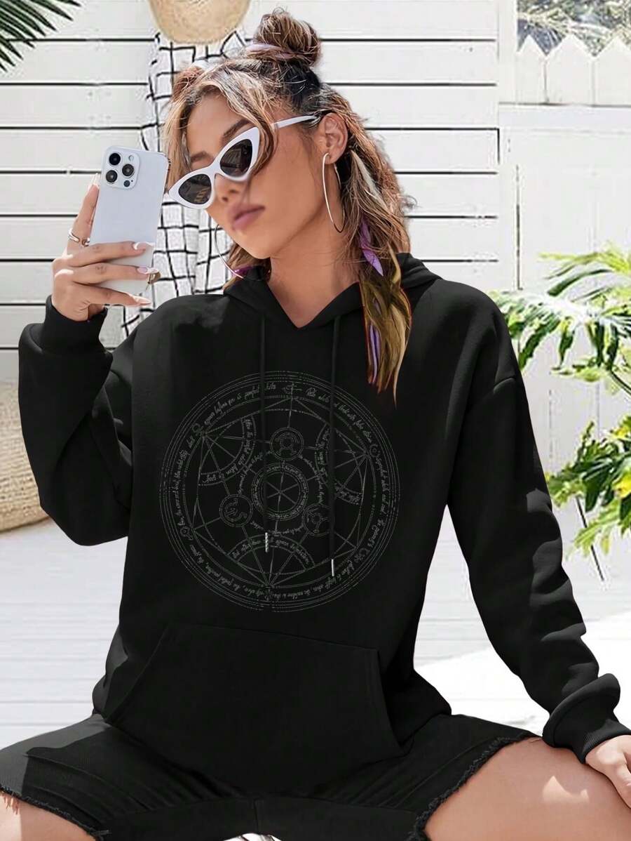 Women's Human Transmutation Hoodies T-Shirts Alchemy Clothing Anime Apparel Philosopher's Stone - Black - View 1