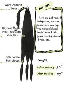 1 件长辫子马尾接发带头带直发接发马尾自然柔软合成假发女士日常佩戴 22 英寸 30 英寸 40 英寸日常颜色