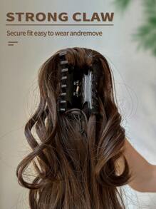 Tóc giả đuôi ngựa dài 32 inch, chịu nhiệt, kiểu sóng nhẹ, có móc cài, dành cho nữ. - Nâu đen - Xem 6