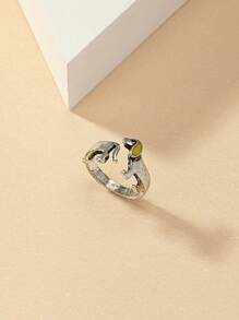 1 件时尚复古可爱小狗设计可调节戒指，百搭，适合女性