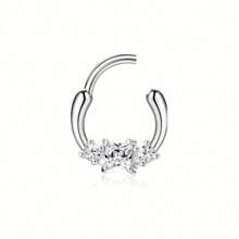 BESTEEL 1PC 16G Septum Clicker Inel din oțel inoxidabil 316L Septum Inel CZ Opal Cartilage Helix Tragus Hoop Cercei Daith Segment cu balamale Clicker Inel Zirconiu Inele pentru nas Cerc 10MM Bijuterii piercing nas