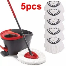 5PCS Easy Wring Clean Turbo Microfibre Replacement Refill Mop Head - White - View 2