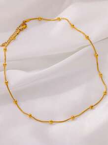 1 Pieza Collar pequeño de cuentas de moda para mujer, color dorado, cadena redonda de acero inoxidable tipo serpiente para clavícula, joya de regalo para el Día de San Valentín, mamá, madre, Día de la Madre