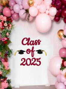 Ensemble de décalcomanies brillantes Classe de 2025 pour la décoration de la fête de remise des diplômes, sticker mural en papier doré et noir pour la fête de remise des diplômes