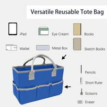 1pc Multi-Functional Storage Bag, Portable Tote Bag With Handles & Pockets, Wear-Resistant Oxford Storage Bag,Suitable For Artists,,Children, Teachers,Office Supplies Organizer Art Supplies - 藍色 - 查看 4