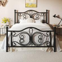 Metal Platform Bed Frame, Classic Style Headboard And Footboard/Under Bed Storage/Mattress Foundation/No Box Spring Required/Easy Assembly - 黑色 - 查看 1