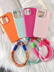 手机吊饰、手机挂绳 2 件手链 + PU 手机壳纯色糖果色手机壳、腕带手链手机壳、防丢失 PU 皮革手机壳兼容 iPhone 16 Pro Max 15 14 13 12 11 Pro Max 15 16 Pro Plus 防震奢华手机壳 - 白色 - 查看 6