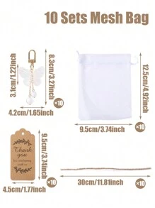 10件套蝴蝶主题钥匙扣礼品袋套装，创意钥匙扣配感谢卡，白色蝴蝶吊坠，婚礼回礼，生日派对装饰，新娘送礼会礼物，婴儿送礼会用品，礼品袋，派对回礼，宾客礼物 - 白色蝴蝶 - 查看 5