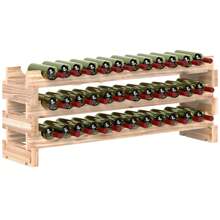 HOMCOM Wooden Wine Rack 3 Tier Shelf For 36 Bottles Shelving Storage Holder - Brown - View 2