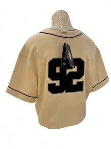 Skechers & Fashion Baseball Cardigan Loose Short Sleeve Knitted Jacket