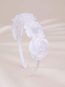 1pc Girls White Lace Flower Pearl Rhinestone Headband - White - View 13