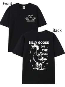 Laos Printed Goose T-Shirts, Men's T-Shirts, Summer Casual Short-Sleeved T-Shirts - Black - View 1