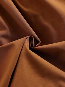 Young Girl' Vintage Elegant Fashionable Versatile Ruffle & Bow Decor Round Neck Puff Sleeve Retro Mini Dress, Suitable For School Or Outdoor Activities, Summer - Coffee Brown - View 8