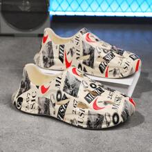 Non-Slip, Wear-Resistant, Fashionable Graffiti Slip-On Beach Sandals, Couples Styles, Suitable For Summer Outdoor Activities, Water Sports, Driving - Khaki - View 2