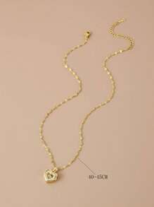 1 件时尚优雅奢华心形方晶锆石 18K 金不锈钢女士项链 - 金黃色 - 查看 3