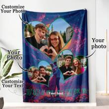 定制爱情背景图片和文字毯子，情人节装饰挂毯，个性化的理想礼物，适合他/她、男朋友、女朋友、爸爸、妈妈、家人、朋友、宠物，适合周年纪念日、情人节、母亲节、生日、儿童节、父亲节、毕业典礼、婚礼、圣诞节、沙发、床、汽车、卧室、客厅、办公室、户外露营、海滩、家庭墙壁装饰