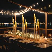 10Pcs 5 Arm Gold Candelabra Table Centerpiece,Gold 39.4inch Tall Floor Candelabra Candle Holder With Acrylic Lampshade For Wedding Table Birthday Party Mother's Day Gift Home Decoration,Fit LED Taper Candles - 金(10件) - 查看 7