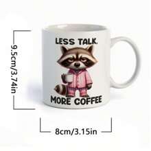 "MINDER PRATEN, MEER KOFFIE" 11 Oz keramische beker, hittebestendige koffiebeker, herbruikbaar, leuk patroonontwerp, de perfecte familiedrank voor koffieliefhebbers, ideaal voor sap, melk, koffie - perfect verjaardags- en vakantiecadeau voor familie, cadeau voor hem, grappige mok