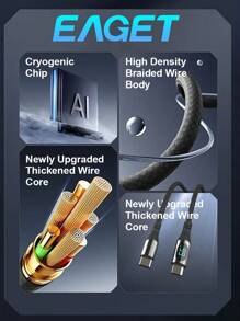 Cablu PD 100W de încărcare rapidă USB-C la Lightning cu afișaj digital, aliaj de zinc și fir împletit din nailon - Compatibil cu Iphone 15/Compatibil cu Samsung/Potrivit pentru/Compatibil cu Ipad, etc.