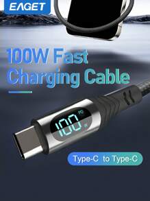 Cablu PD 100W de încărcare rapidă USB-C la Lightning cu afișaj digital, aliaj de zinc și fir împletit din nailon - Compatibil cu Iphone 15/Compatibil cu Samsung/Potrivit pentru/Compatibil cu Ipad, etc.