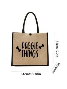 Dog Supplies Letter Print Handbag Set, Gift For Dog Owners And Pet Lovers, Includes Handbag, Cosmetic Bag And Mini Coin Purse, Featuring Favorite Dog Bone Design, Great Gift - Khaki - View 9