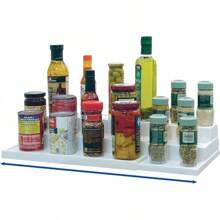 Estantería ajustable de 3 niveles para latas Dial Industries para organización de armarios de cocina y despensa, Expandible, Mega - Condimentar - Ver 1