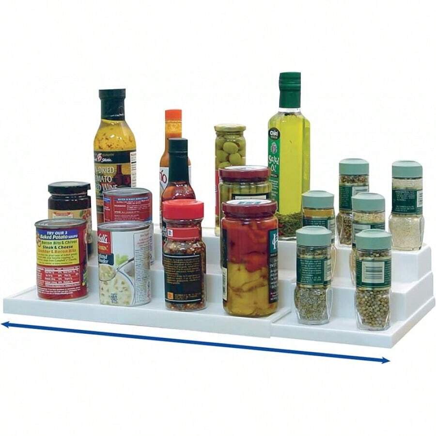Estantería ajustable de 3 niveles para latas Dial Industries para organización de armarios de cocina y despensa, Expandible, Mega - Condimentar - Ver 1