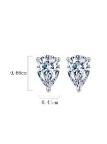 BLOVEMEE 2 件简约时尚 925 纯银方晶锆石水滴耳钉，适合女性日常佩戴，可作为女性珠宝礼物，情人节、母亲节、生日、新年 - 銀色 - 查看 3