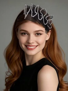 1 件黑色网状头带万圣节派对发饰宽边音乐会表演走秀派对配饰、发带、发箍、恐怖 - 黑色 - 查看 2