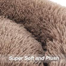 Calming Beds Indoor Cats, 20'' Kitten Donut Beds Pet Up To 15lbs, Fluffy Small Cuddler, Anti-Anxiety Plush Faux Fur Large Pet Bed Washable (20'', Brown) - 粉色 - 查看 10