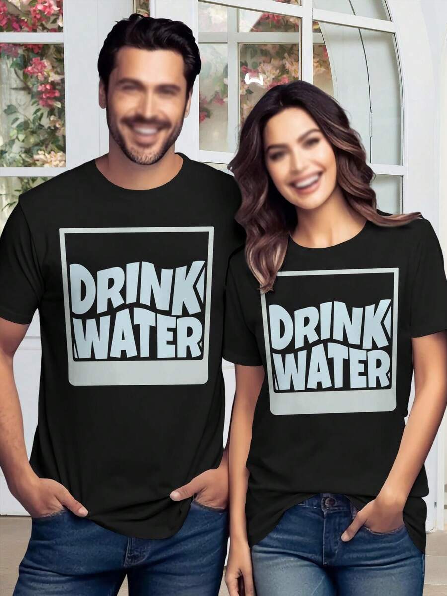 Valentine's Day T-Shirts Cute Water Drinking Tees For Women