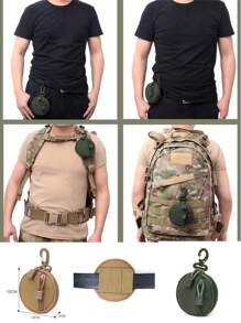 1pc Simple Style Oxford Coin Purse, Portable Round Keychain Pouch With Carabiner Clip For Men And Women, Mini Purse - Perfect Gift For Travelers & Hikers Spring School Supplies