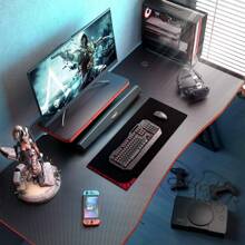 55 Inch Gaming Desk PC Computer Table Racing Style Home Office Desk Z Shaped Carbon Fiber Desktop Gamer Workstation With Monitor Stand Cup Holder And Headphone Hook (55 Inch) - 55 Inch - View 2