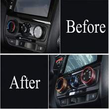 3pcs Car Air Conditioning Knobs Decorative Circle For H-Onda Fit, Blue/Red/Gold