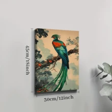 1pc Framed Canvas Poster, Peacock Retro Wall Art Canvas Paintings, Ideal Gift For Bedroom Living Room Corridor, Wall Art, Room Decoration - Multicolor - View 8