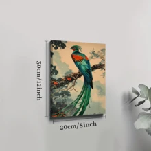 1pc Framed Canvas Poster, Peacock Retro Wall Art Canvas Paintings, Ideal Gift For Bedroom Living Room Corridor, Wall Art, Room Decoration - Multicolor - View 7